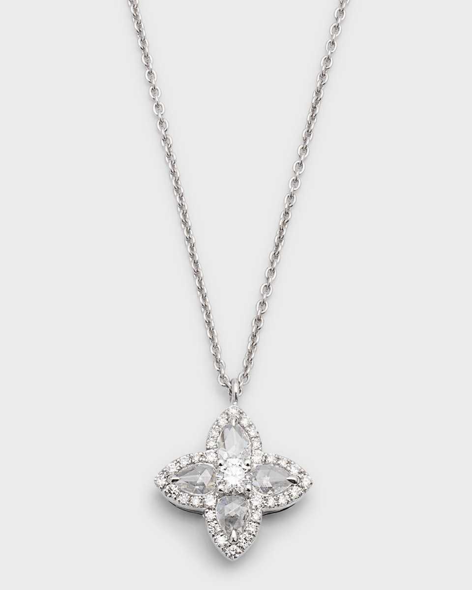 Blossom 18K White Gold Diamond Blossom Pendant Necklace, 18"L, 0.43tcw